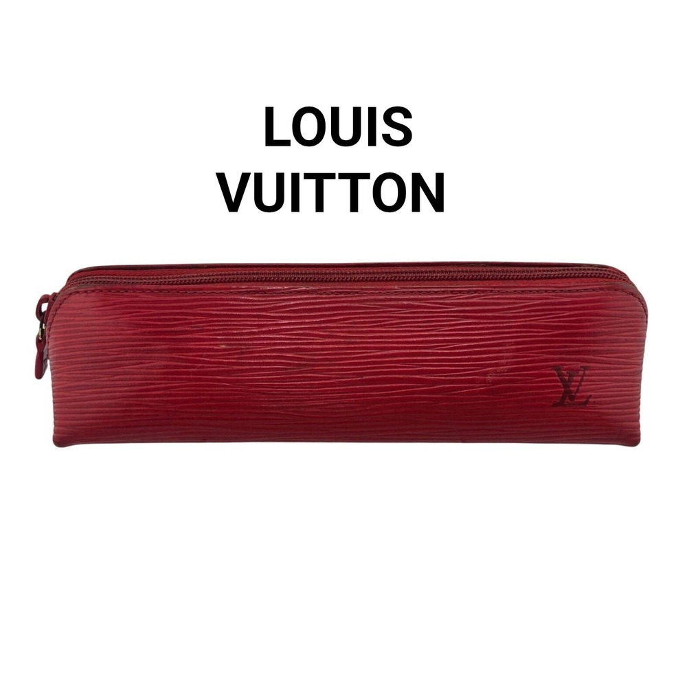 Louis Vuitton Epi Leather Pencil Case Red Pouch MI0956 Made in France